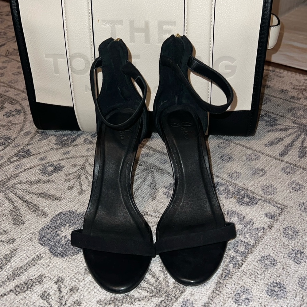 Black ankle strap heels sandals